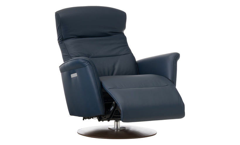 Blue recliner chair on a white background